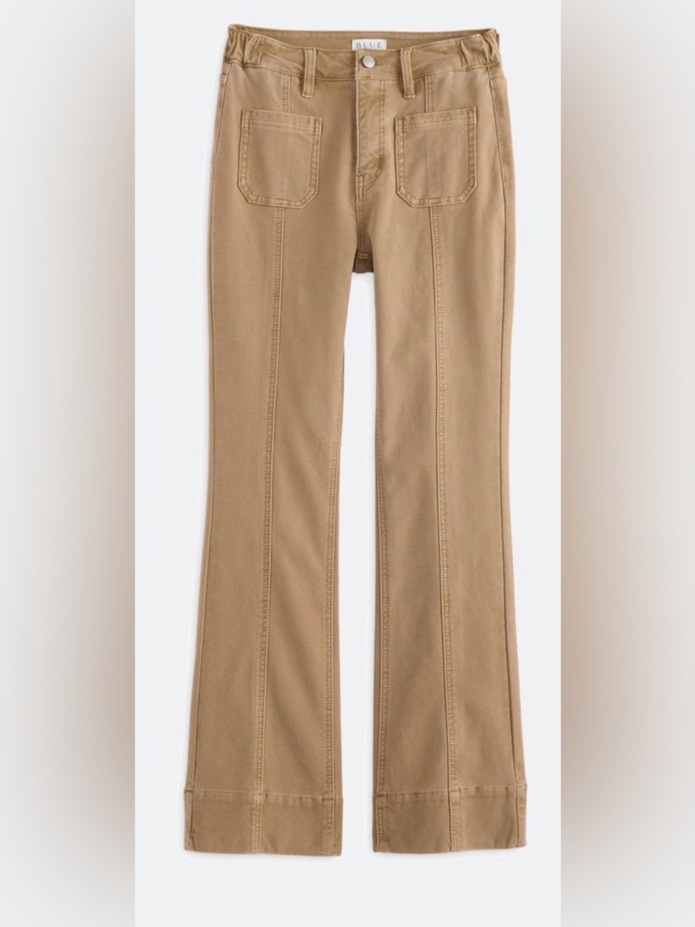 Boot-Cut Hihj rise Jeans in Tan with patch pocket